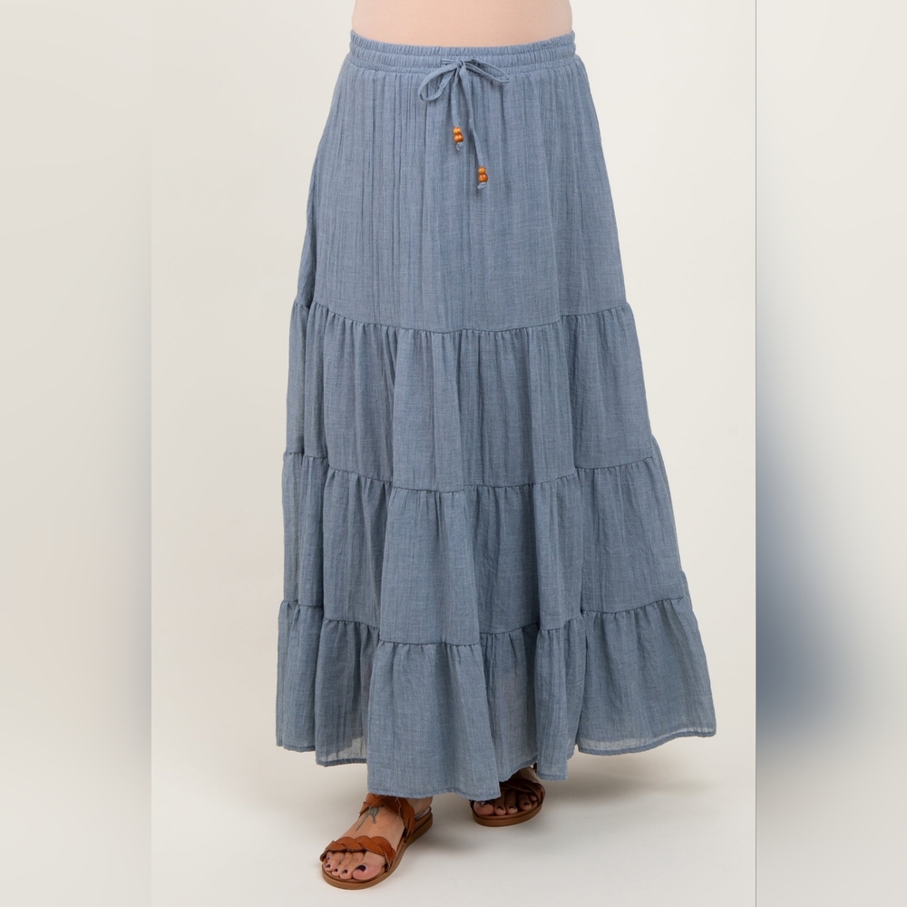 *Like New* Pinkblush Blue Tiered Maxi Skirt